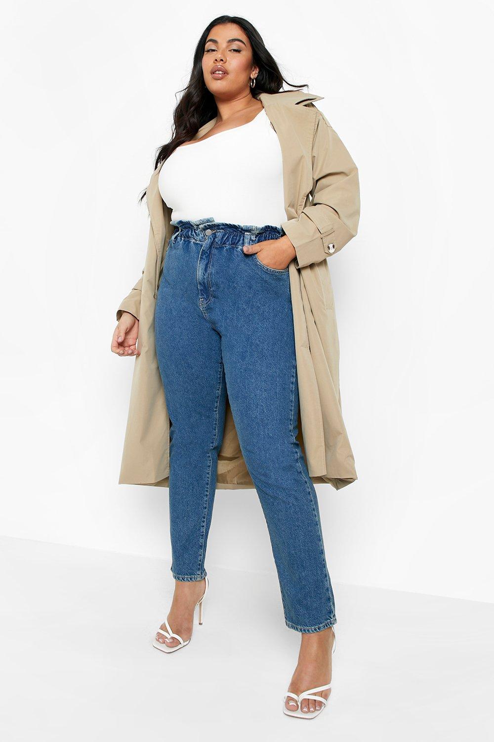 Plus size hot sale paperbag waist pants